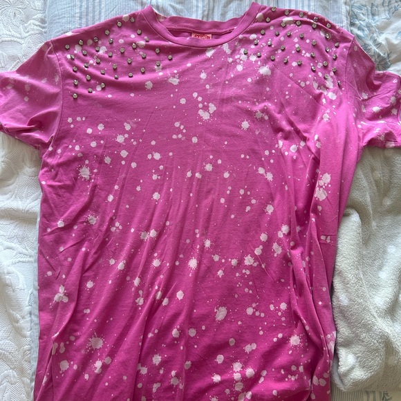 feed me gems Tops - Pink Studded T-Shirt